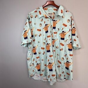 RSVLTS The Sandlot Ham Porter Baseball Smores Button Down Shirt Mens 3XL Blue